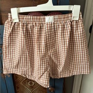 Brown Gingham Boxer Shorts - Woman